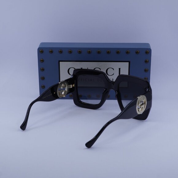 Gucci GG1022S 001 Square Sunglasses - Black/Grey Gucci GG1022S Oversized Black Square Sunglasses – Designer  main image 3